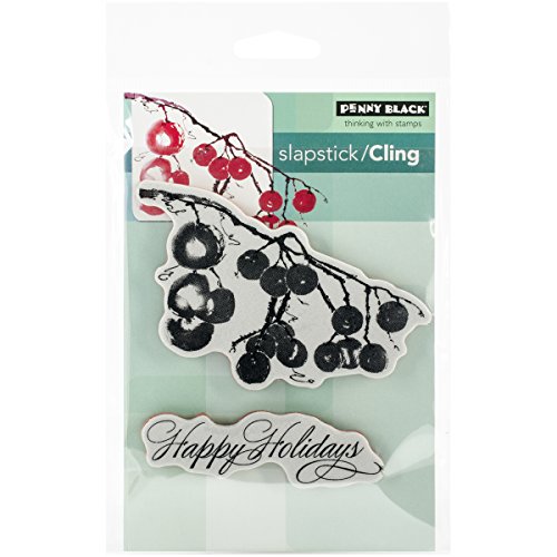 Penny Black, selbsthaftender Gummistempel 12,7 cm x 19,1 cm Platte - Beere und Frohe Weihnachten (eventuell Nicht in Deutscher Sprache) von Penny Black