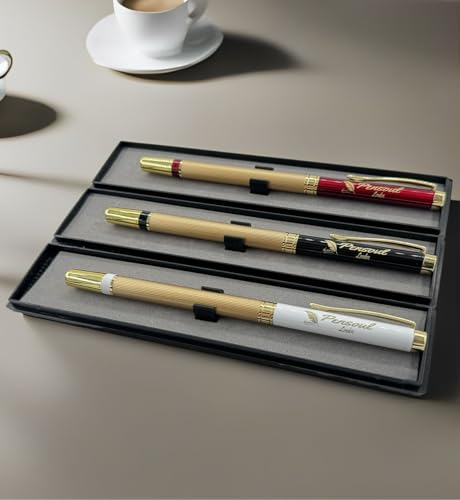 Pensoul London Kugelschreiber mit blauer Tinte, luxuriöse Goldfarbe, luxuriöses. (Weiß) von Pensoul London