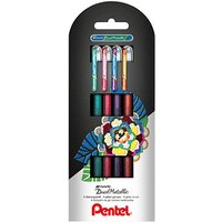 Pentel Hybrid Dual Metallic Gelschreiber 0,5 mm, Schreibfarbe: farbsortiert, 4 St. von Pentel