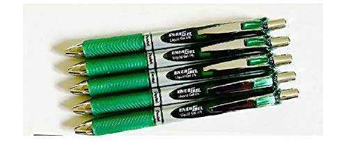 5 x Pentel BL77 - Energel-Kugelschreiber, Tintenroller GRÜNE FARBE. 0,7 mm Metallspitze. Gummi-Griffzone. BL77-D x5. von Pentel