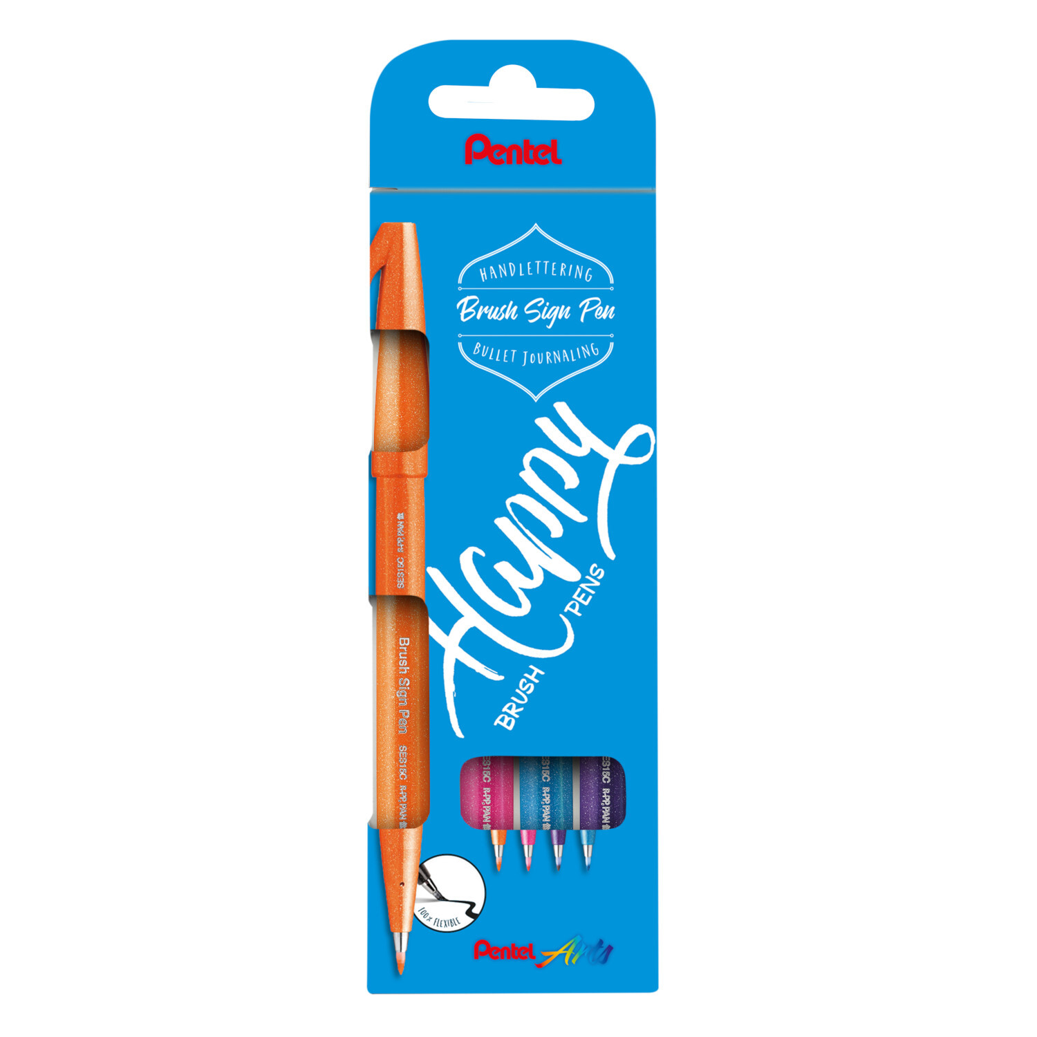 Kalligrafiestift Brush Sign Pen Set Happy von Pentel