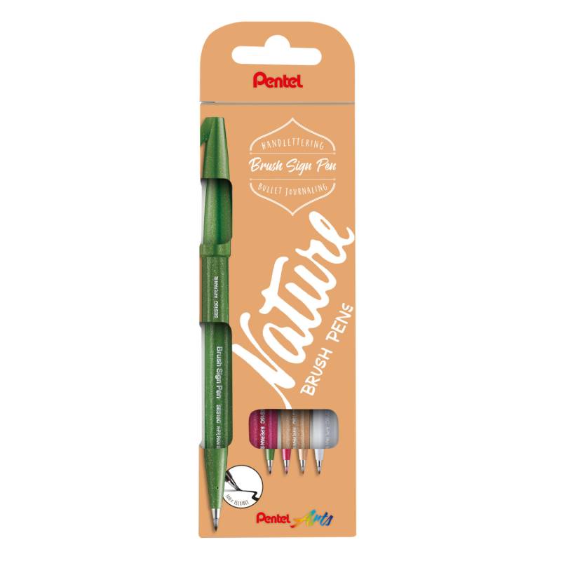 Kalligrafiestift Brush Sign Pen Set Nature von Pentel