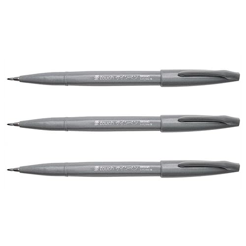 PENTEL Brush Sign Pen SES15 Filzstifte, flexibel, Grau, 3 Stück von Pentel