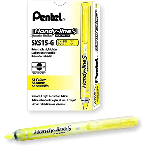 PENTEL Handy-Line S Textmarker, einziehbar, wiederaufladbar, Gelb, 12 Stück PENTEL Handy-Line S Textmarker, einziehbar, wiederaufladbar, Gelb, 12 Stück von Pentel