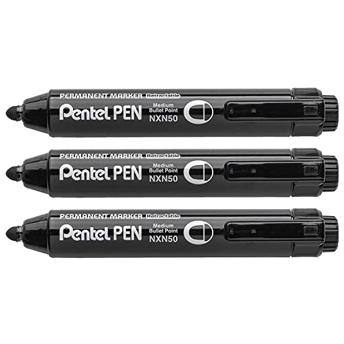 PENTEL NXN50 Permanentmarker, einziehbar, Schwarz, 3 Stück von Pentel