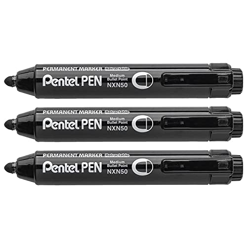 PENTEL NXN50 Permanentmarker, einziehbar, Stifte Schwarz, 3 Stück von Pentel