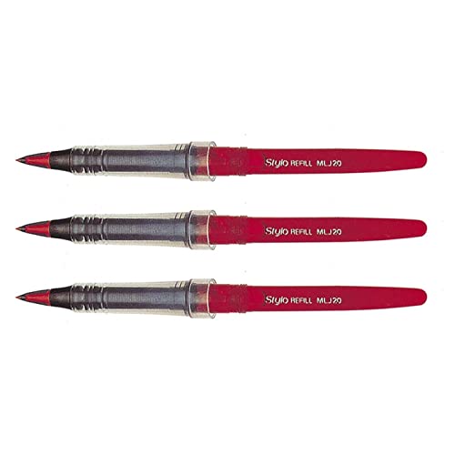 PENTEL Nachfüllpack für Füllfederhalter MLJ20, Patronen Füller, Rot, 3 Stück von Pentel