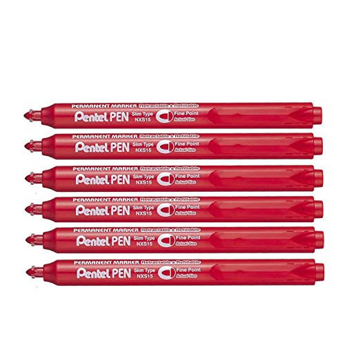 PENTEL Pentel PEN NXS15 Permanentmarker, einziehbar, Rot, 6 Stück PENTEL Pentel PEN NXS15 Permanentmarker, einziehbar, Rot, 6 Stück von Pentel