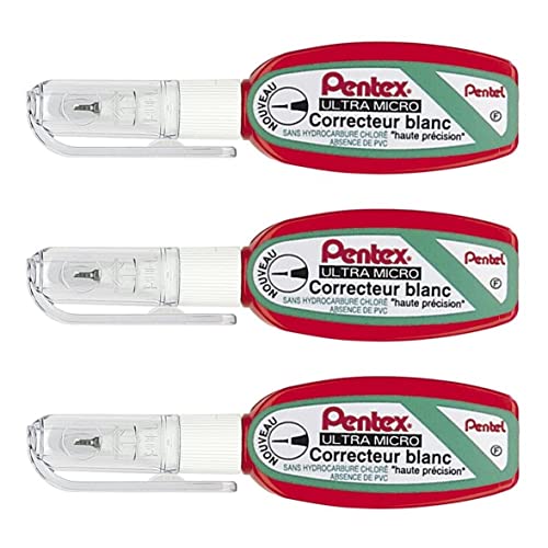 PENTEL Pentex Pocket ZL103-WF Flüssigkorrektur, hohe Präzision, 4,2 ml, Weiß, 3 Stück von Pentel