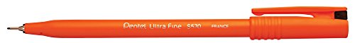 Pentel 0,6 mm ultrafeine Faserspitze mit orangefarbenem Schaft, Fineliner auf Wasserbasis, Schwarz Pentel 0,6 mm ultrafeine Faserspitze mit orangefarbenem Schaft, Fineliner auf Wasserbasis, Schwarz von Pentel