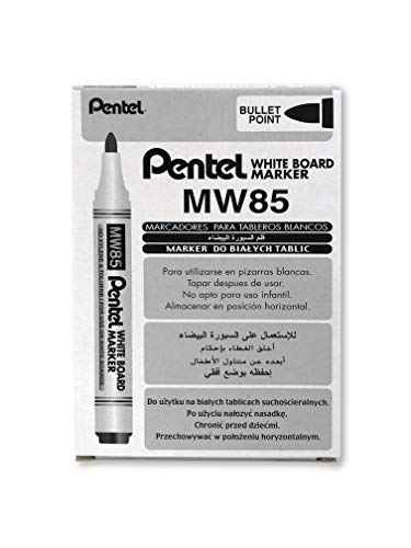 Pentel 4,2 mm Whiteboard Marker, mit Rundspitze, Schwarz, 12 Stifte) von Pentel