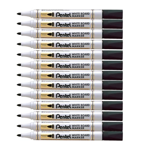 Pentel 4,2 mm Whiteboard Marker, mit Rundspitze, Schwarz, 12 Stifte) von Pentel