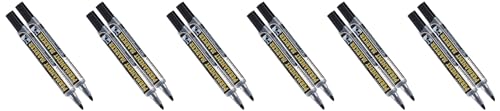 Kugelschreiber, 6,0 mm, Spitze, Maxi Flow Flüssigtinte, Permanentmarker mit Druckknopf, Tinte Revival – Schwarz (12 Stück) von Pentel