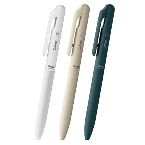 Pentel AMZ-BXA105ST2 Kugelschreiber auf Ölbasis, Calme Calm, 0,5 mm, Weiß, Beige, Türkis, 3 Stifte von Pentel