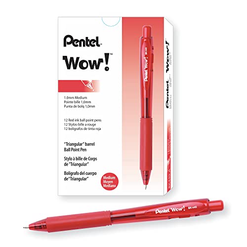 Pentel BK440-B, 12 stk Kugelschreiber mit Druckmechanik und ergonomischer Dreiecksgriffzone, rot von Pentel