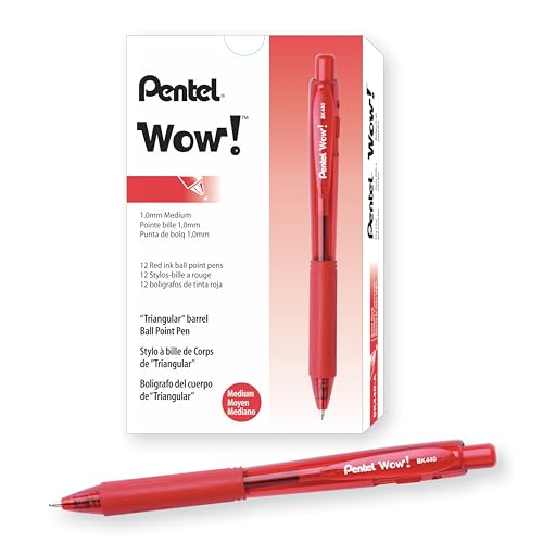Pentel BK440-B, 12 stk Kugelschreiber mit Druckmechanik und ergonomischer Dreiecksgriffzone, rot Pentel BK440-B, 12 stk Kugelschreiber mit Druckmechanik und ergonomischer Dreiecksgriffzone, rot von Pentel