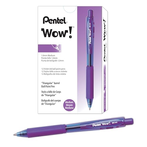 Pentel BK440-V Kugelschreiber mit Druckmechanik und ergonomischer Dreiecksgriffzone, violett, 1 Stück (12er Pack) von Pentel