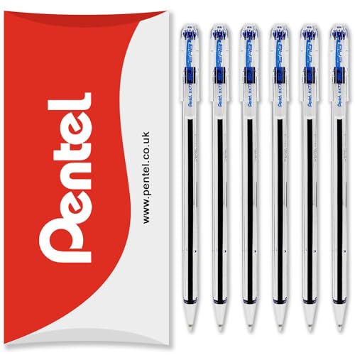 Pentel BK77 Superb Kugelschreiber, 0,7 mm Spitze, 0,25 mm feine Strichbreite, in Kissenverpackung, Blau, 6 Stück Pentel BK77 Superb Kugelschreiber, 0,7 mm Spitze, 0,25 mm feine Strichbreite, in Kissenverpackung, Blau, 6 Stück von Pentel