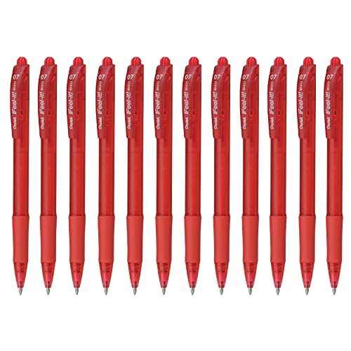 Pentel BX417-B Feel-It Kugelschreiber, einziehbare Spitze, Rot von Pentel