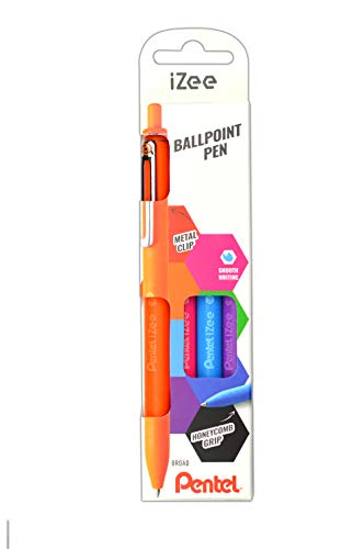 Pentel BX470-4COL Kugelschreiber IZee, Druckmechanik, Metallclip, 0, 5 mm Strichstärke, 4er Set: Orange, hellblau, pink, violett Pentel BX470-4COL Kugelschreiber IZee, Druckmechanik, Metallclip, 0, 5 mm Strichstärke, 4er Set: Orange, hellblau, pink, violett von Pentel
