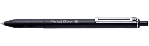 Pentel BX470-A Kugelschreiber IZee, Druckmechanik, Metallclip, 0, 5 mm Strichstärke, 12 Stück, Schwarz von Pentel