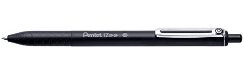 Pentel BX470-A Kugelschreiber iZee, Druckmechanik, Metallclip, 0,5 mm Strichstärke, 1 Stück, schwarz von Pentel