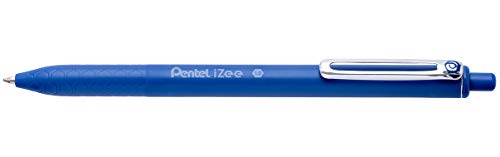 Pentel BX470-C Kugelschreiber iZee, Druckmechanik, Metallclip, 0,5 mm Strichstärke, 1 Stück, blau von Pentel