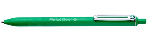 Pentel BX470-D Kugelschreiber IZee, Druckmechanik, Metallclip, 0, 5 mm Strichstärke, 12 Stück, Grün von Pentel
