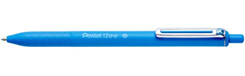 Pentel BX470-S Kugelschreiber IZee, Druckmechanik, Metallclip, 0, 5 mm Strichstärke, 12 Stück, Hellblau von Pentel