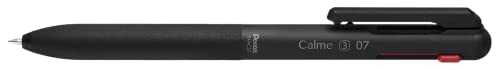 Pentel BXAC37A Calme 3-Farb-Kugelschreiber, gedämpftes Klick-Geräusch, nachfüllbar, Strichstärke 0.35mm, schwarz/rot/blau, 1 Stück von Pentel