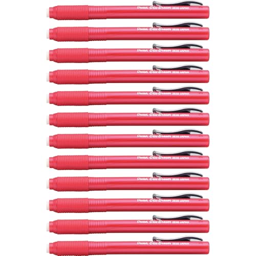 Pentel Clic Radiergummi, einziehbarer Radiergummi Nachfüllbar rot von Pentel