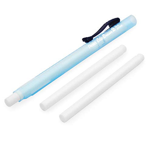 Pentel Clic Radiergummi-Stift, blauer Schaft, inkl. 2 weißen Radierminen von Pentel