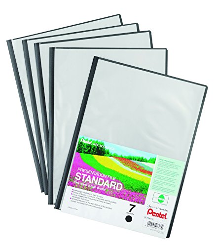 Pentel DCP1407C Recycology Präsentationshefter Standard, 7 Taschen, A4, 1-er Pack, 5 Stück, Schwarz von Pentel