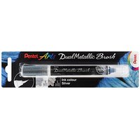 Pentel Dual Metallic Brush XGFH-DZX Brush-Pen silber, 1 St. von Pentel