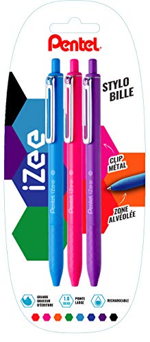 Pentel IZee Kugelschreiber, einziehbar, mit Metallclip Blister de 3 Himmelblau/Rosa/Violett. Pentel IZee Kugelschreiber, einziehbar, mit Metallclip Blister de 3 Himmelblau/Rosa/Violett. von Pentel