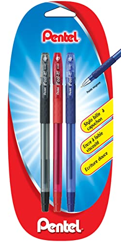 Pentel Ifeel it! BX487 Kugelschreiber, mittlere Spitze, 0,7 mm, Schwarz, Rot, Blau, 3 Stück von Pentel