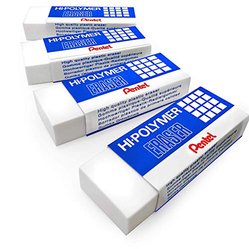 Pentel - Hi-Polymer Jumbo-Radiergummis aus Kunststoff – Weiß – 4 Stück von Pentel