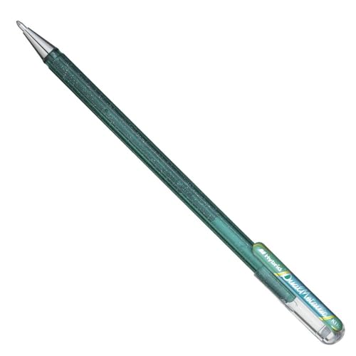 Pentel K110-DDX Dual Metallic Hybrid Dual Metallic Gelroller, Glitzer Gel, 1 Stück, grün/blau 2 verschiedene Farb-Effekte auf hellem/dunklem Papier grün+metallic blau von Pentel