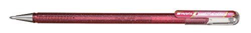 Pentel K110-DPX Dual Metallic Hybrid Dual Metallic Gelroller, Glitzer Gel, 1 Stück, pink 2 verschiedene Farb-Effekte auf hellem/dunklem Papier pink+metallic pink von Pentel