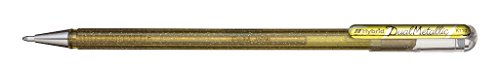 Pentel K110-DXX Dual Metallic Hybrid Dual Metallic Gelroller, Glitzer Gel, 1 Stück, gold 2 verschiedene Farb-Effekte auf hellem/dunklem Papier gold+metallic gold Pentel K110-DXX Dual Metallic Hybrid Dual Metallic Gelroller, Glitzer Gel, 1 Stück, gold 2 verschiedene Farb-Effekte auf hellem/dunklem Papier gold+metallic gold von Pentel