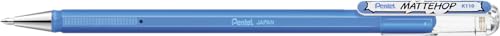 Pentel K110-VSX Mattehop Gel-Tintenroller mit hochdeckender Tinte in mattem Finish, Modell mit Kappe, 1 Stück, himmelblau Pentel K110-VSX Mattehop Gel-Tintenroller mit hochdeckender Tinte in mattem Finish, Modell mit Kappe, 1 Stück, himmelblau von Pentel