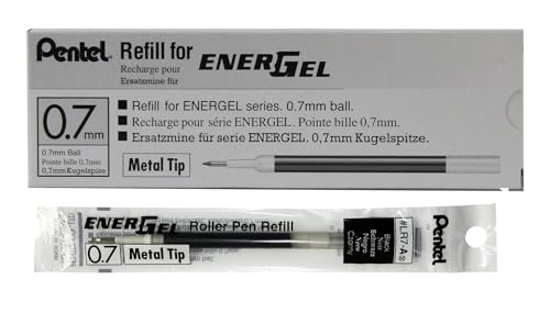 Pentel LR7-AX Nachfüllmine für EnerGel-Stifte, 0,7 mm Kugelspitze, schwarz, 12 Stück von Pentel