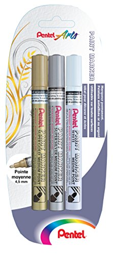 Pentel MMP10 x 3 xzw 3 Stück Permanentmarker mittlere Spitze Gold/Silber/Weiß Pentel MMP10 x 3 xzw 3 Stück Permanentmarker mittlere Spitze Gold/Silber/Weiß von Pentel