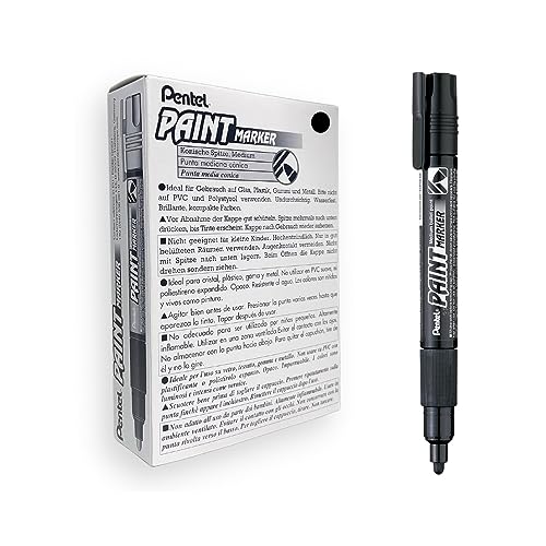 Pentel MMP20-AO Permanent-Marker 2,0 mm Rundspitze Lackmarker, 12 Stück, schwarz von Pentel