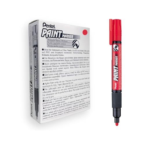 Pentel MMP20-BO Permanent-Marker 2,0 mm Rundspitze Lackmarker, 12 Stück, rot von Pentel