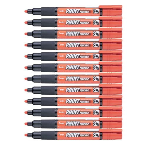 Pentel MMP20-FO Permanent-Marker 2,0 mm Rundspitze Lackmarker, 12 Stück, orange von Pentel