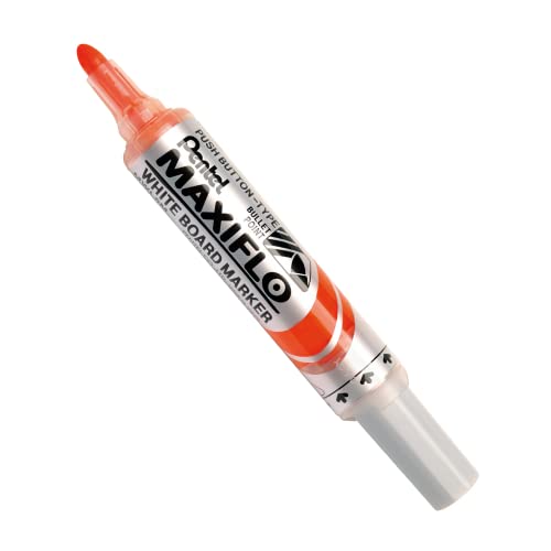Pentel MWL5M-F Whiteboard Marker Maxiflo mit Pumpsystem Rundspitze, 2.5 mm, 1 Stück, orange von Pentel
