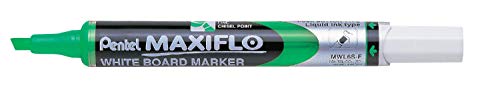 Pentel Maxiflo Whiteboard-Marker, trocken abwischbar, mittlere Keilspitze, grüne Flüssigtinte, 12 Stück von Pentel