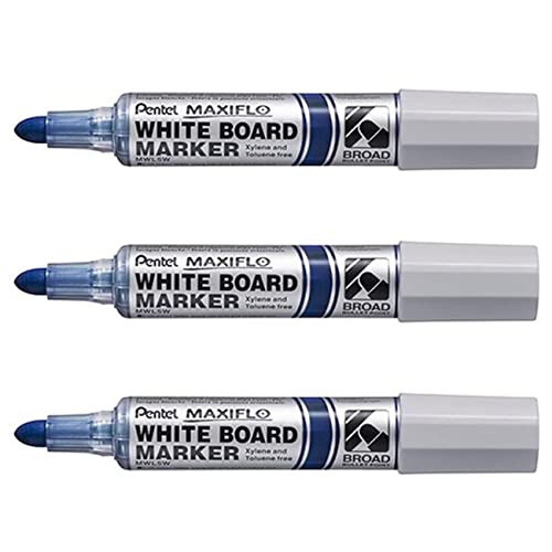 Pentel Maxiflo MWL5W Whiteboard-Marker, extra breite Spitze, Blau, 3 Stück Pentel Maxiflo MWL5W Whiteboard-Marker, extra breite Spitze, Blau, 3 Stück von Pentel