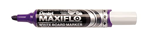 Pentel Maxiflo MWL6 Whiteboard-Marker, trocken abwischbar, breite Keilspitze, Flüssigtinte, Violett, 12 Stück von Pentel